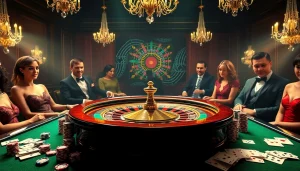 Découvrez le frisson d'un casino en ligne avec des joueurs élégants et une roulette dynamique.