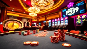 Experience the excitement of PS99 casino gaming with dazzling poker tables, vibrant slot machines, and roulette.