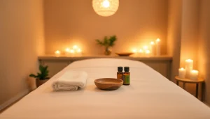 편안한 마사지 경험을 위한 부드러운 리넨과 에센셜 오일로 아늑하게 꾸며진 안정적인 마사지 룸