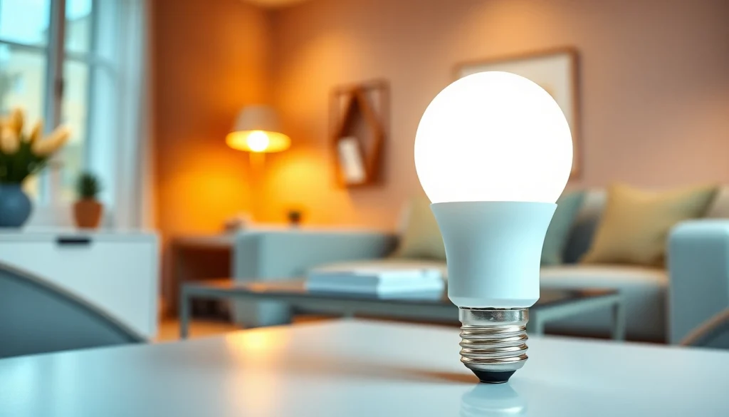 Showcasing a19 led bulb in a chic home environment highlighting energy-saving designs.