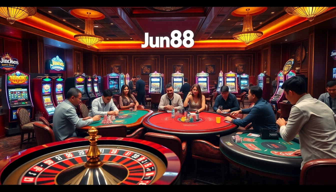 Experience the thrill of Jun88 with vibrant casino tables and exciting gameplay.