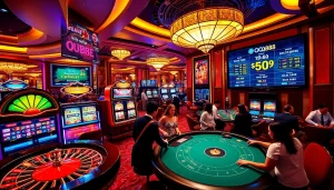 Participants enjoying the QQ88 online casino experience with vibrant slot machines and roulette.