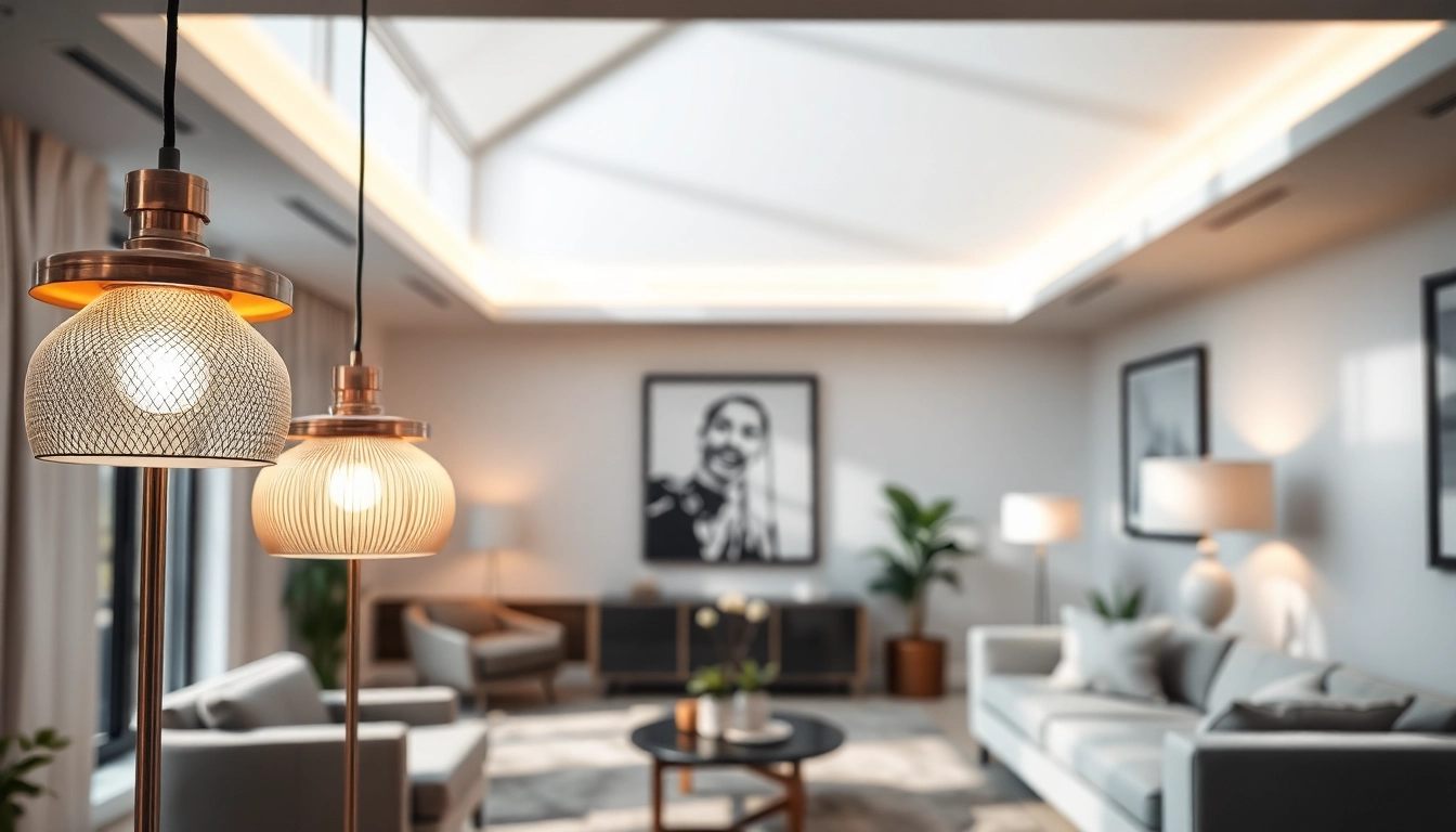 Sleek illumination enhancing a modern living space's aesthetic with elegant lighting fixtures.