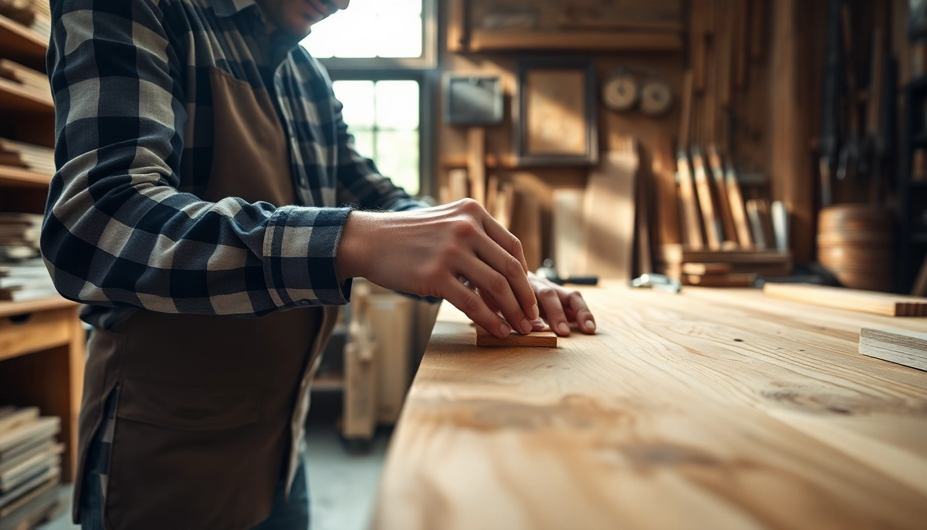 Hands-on carpentry apprenticeship with a carpenter crafting a wooden table.