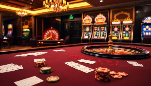 Experience high-stakes gameplay at XX88 with an elegant baccarat table and vibrant casino visuals.