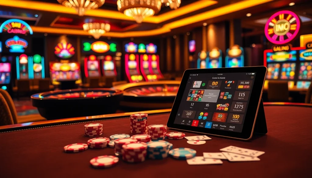 Participez à une action passionnante dans un casino en ligne haut de gamme en France avec des jetons de poker vibrants et des machines à sous numériques.