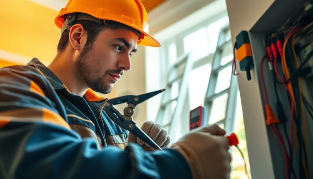 Experienced technician demonstrating electrical apprenticeship techniques while wiring a home.