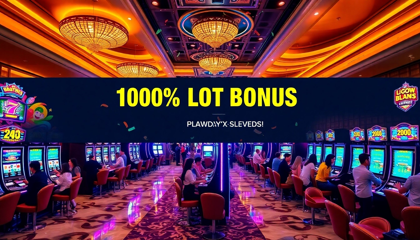 Pemain merayakan kemenangan dengan bonus slot 100% di kasino mewah.