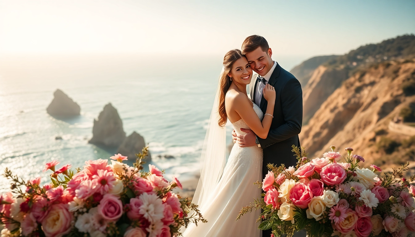 Capture the essence of Carmel wedding photography with a couple celebrating their love amidst a breathtaking coastal backdrop.