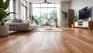 LVP flooring installed in a modern living room design highlighting elegance and durability.