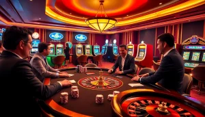 Découvrez le frisson du casino en ligne France avec une scène engageante de poker à enjeux élevés.