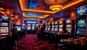 Experience thrilling pg slot games in a luxurious casino setting filled with vibrant slot machines.