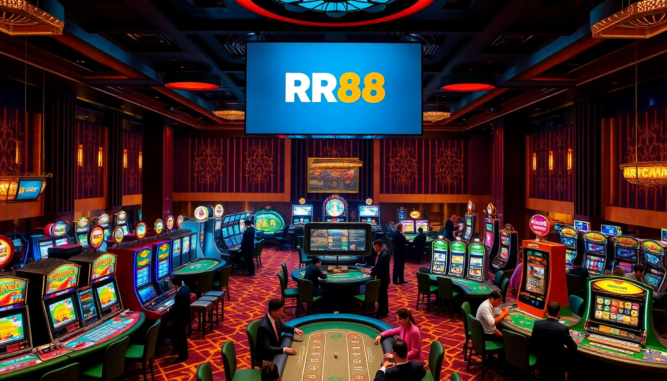 Players enjoying vibrant casino games at RR88 with exciting betting action and luxurious ambiance.