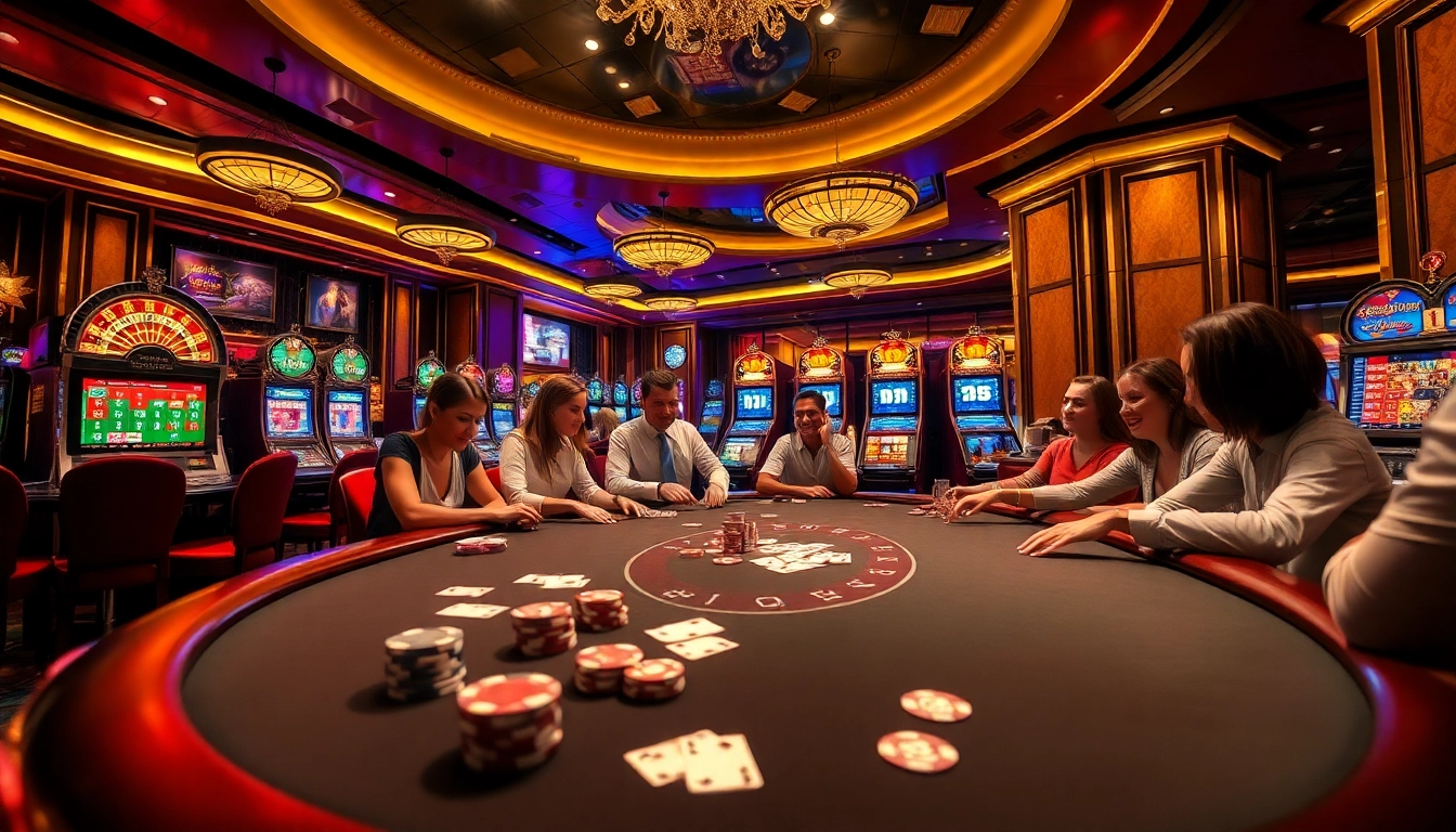Jun88 poker players experiencing excitement at a vibrant casino table.