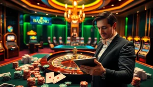 Participez à une action palpitante au meilleur casino en ligne avec des cartes vibrantes et une roulette.