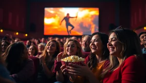 ดูหนัง ในโรงหนังที่มีบรรยากาศสนุกสนานกับเพื่อน ๆ ที่มีความสุข