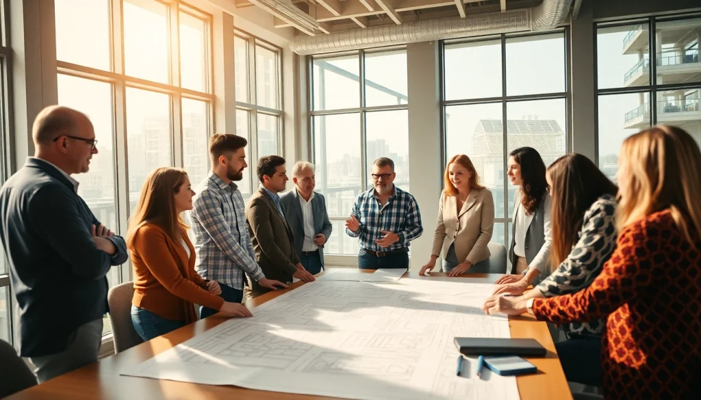 Engaged professionals in a construction member organization collaborative meeting.