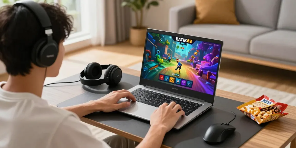 Pengguna BATIK88 LOGIN menikmati permainan online dalam suasana santai di rumah.